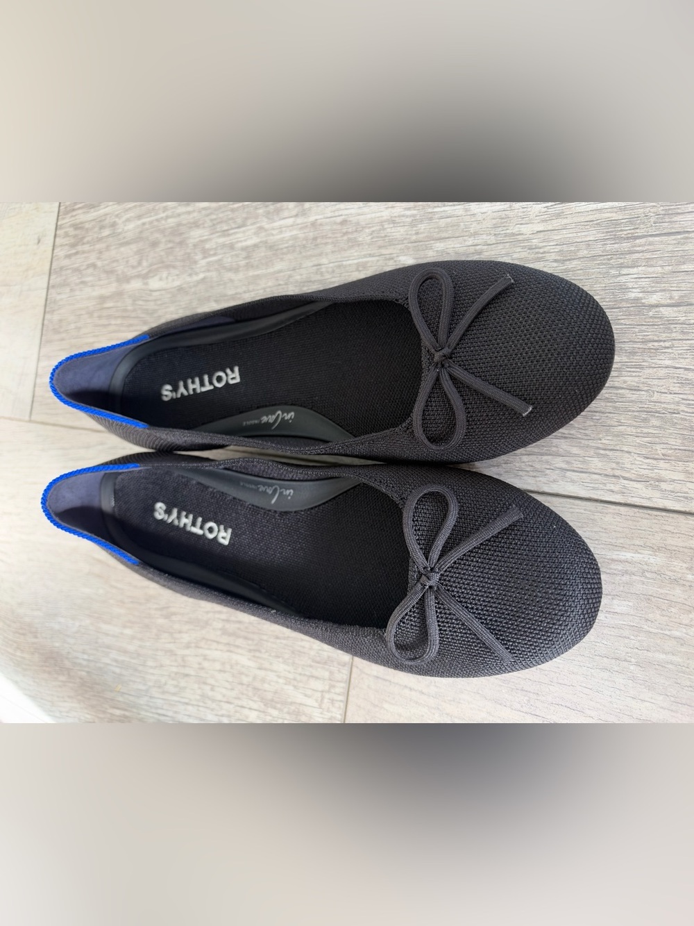 Rothy's Black Knit Bow Ballet Flat - Women's Slip-On size 7.5
